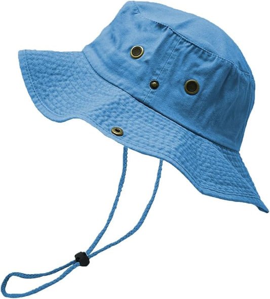 Glory Max Washed Cotton Bucket Hat with Chin Strap Fishing Sun Safari Boonie Cap