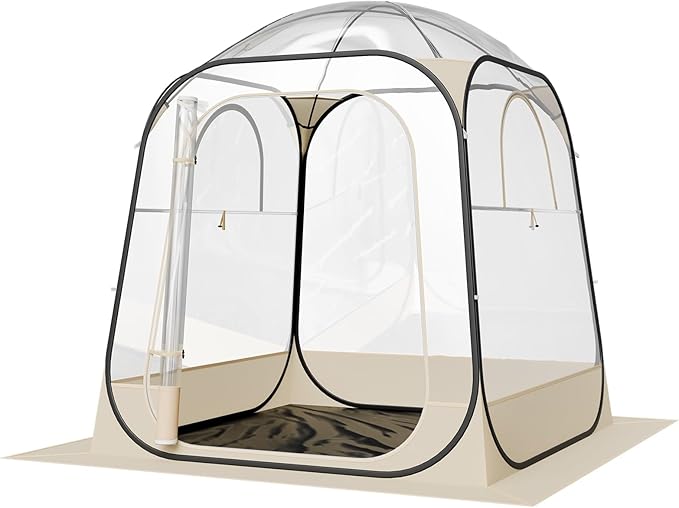 VEVOR Pop up Sports Tent, 4 Sizes Optional Clear Bubble Tent for 1-6 Person, Waterproof Outdoor Pod with Floor Mat & Top Cover, Garden Igloo Dome Tents Camping Shelter for Sports Watching
