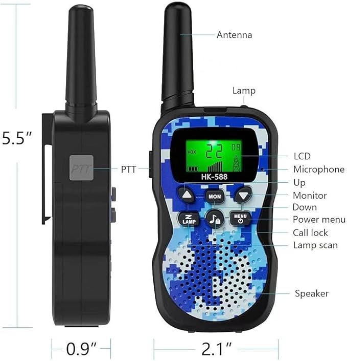 Walkie Talkie for Kids, Toys for 3-12 Year Old Boys Girls with Backlit LCD Display and Flashlight Range Up to 3 KM Gifts for 3-12 Year Old Boys Girls