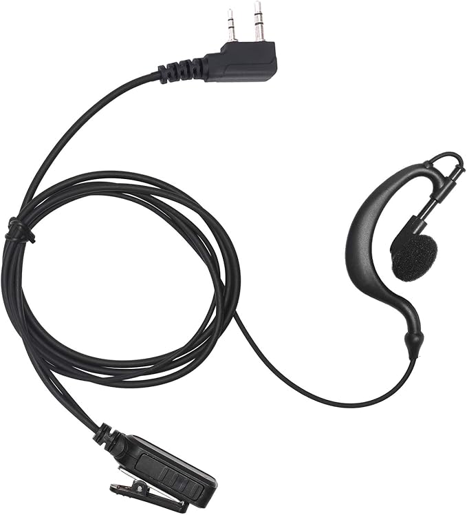 Earpiece Surveillance Kit Compatible with BaoFeng, BTECH, Kenwood Walkie Talkie with PTT Mic Headset Accessories (G-Shaped)