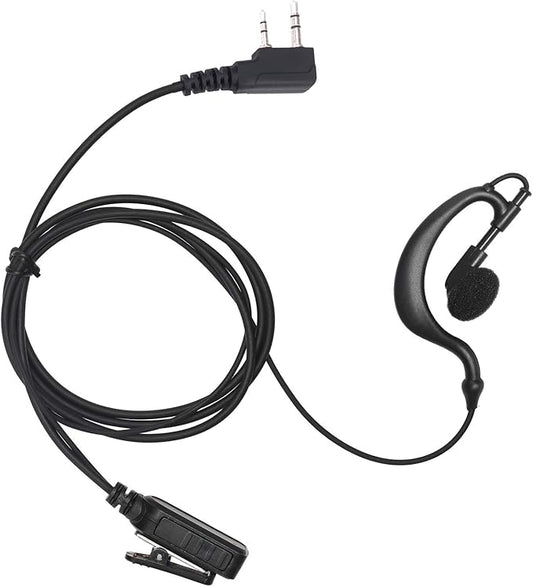 Earpiece Surveillance Kit Compatible with BaoFeng, BTECH, Kenwood Walkie Talkie with PTT Mic Headset Accessories (G-Shaped)