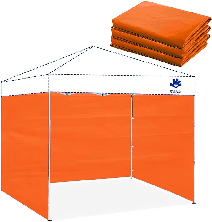 Instant Canopy Tent Sidewalls for 10x10 Pop Up Canopy Waterproof, 99% UV Protection, 3 Piece Sidewalls, Orange(3PCS Sidewall Only, Canopy Tent NOT Included)
