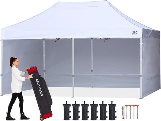 ABCCANOPY Easy Pop Up Canopy Tent with Sidewalls 8X16 Commercial -Series, White
