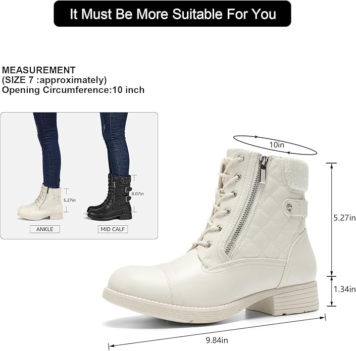 STQ Women's Combat Boots Lace up Ankle Booties