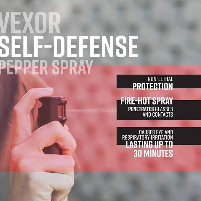 Zarc Vexor Police Strength Pepper Spray, Flip-Top Finger Grip Design for Quick Access, Delivers 20+ Powerful Bursts, Two Pack