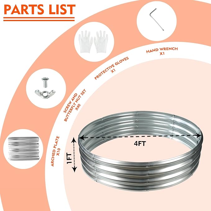 48 Inch Round Galvanized Fire Pit Ring/Fire Ring - Foldable and Perfect for Outdoor Gatherings and Campfires in The Yard/Garden/Park/Beach (4 FT Diameter, Silver)