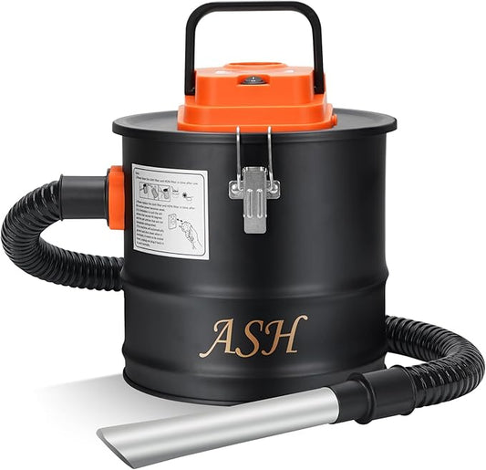 Ash Vacuum Cleaner -2.6 Gallon Fireplace Ash Vac with 800w Powerful Hose Non-Woven Dust Separator | Dry Stove Vacuum for Fireplaces Pellet Grill Wood Stove Fire Pits Orange