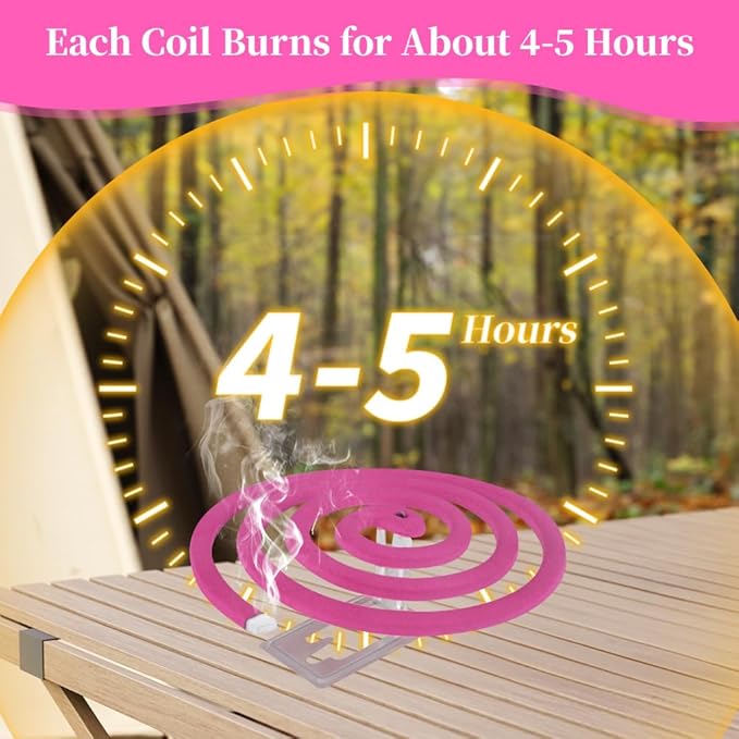 16 Pack Natural Mosquito Coils with 1 Holder & 6 Stands, Long-Lasting Outdoor Mosquito Repellent for Patio, Camping, Yard, Garden, Backyard, 4-5 Hours Burn Time, Effective Citronella Mosquito Killer
