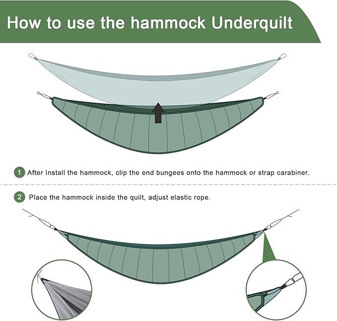 G4Free Hammock Underquilt for Single & Double Camping Hammocks, Lightweight Portable Top Warm 4 Season Winter Under Quilt for Outdoor Camping Hiking Backpacking