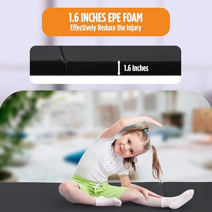 Gymnastics Mats Foldable Tumbling Mats Portable Gymnastics Exercise Mat 2'x6'/2.5'x6.4'/4'x6'/4'x8'/4'x10'/ Gymnastics Tumbling Mats Pad Home Exercise Panel Mat With Carrying Handles