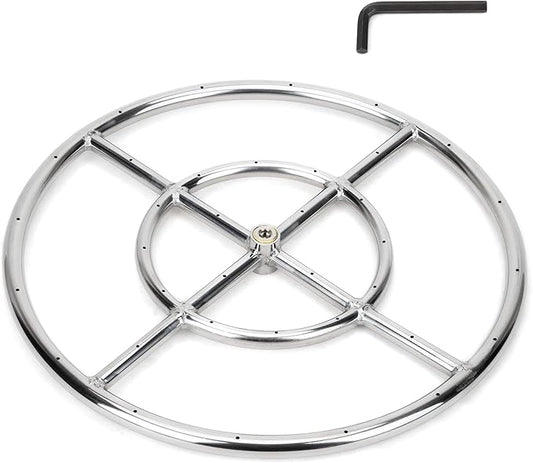 Stanbroil 18 Inch Round Fire Pit Burner Ring for Natural Gas & Propane - 304 Stainless Steel for Indoor & Outdoor Fireplace, BTU 147,000 Max