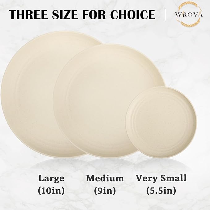 5.5 Inches Handy Appetizer Plates Set of 8 - Small Wheat Straw Plates for Dessert - Unbreakable Sidedishes Plate Sets for Kitchen and Party Beige Series