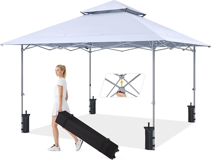 MASTERCANOPY 13x13 Pop-Up Canopy Tent Instant Shelter Outdoor Canopy with Wheeled Bag (White)