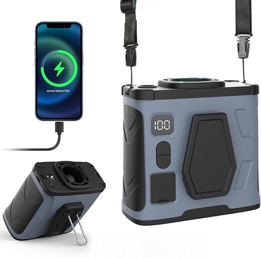 Portable Waist Fan,10000mAh Waist Fan Clip On with 100 Levels Speeds,16000RPM Strong Airflow, LED Display, Neck Hands-Free 40H Cooling For Outdoor Camping Travel (Gray)