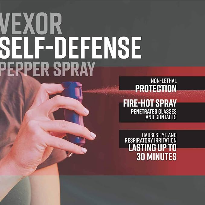 Zarc Vexor Police Strength Pepper Spray, Flip-Top Finger Grip Design for Quick Access, Delivers 20+ Powerful Bursts, Two Pack