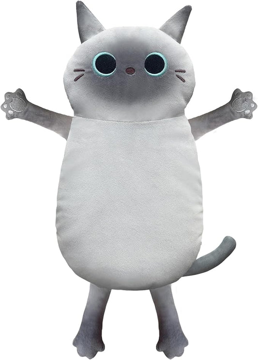 Microwave Heating Pad for Cramps Pain Relief, 17 * 9'' Moist Microwavable Stuffed Animal Period Menstrual Heating Pads for Cramps, Back, Neck Shoulder and Knee- Siamese Cat