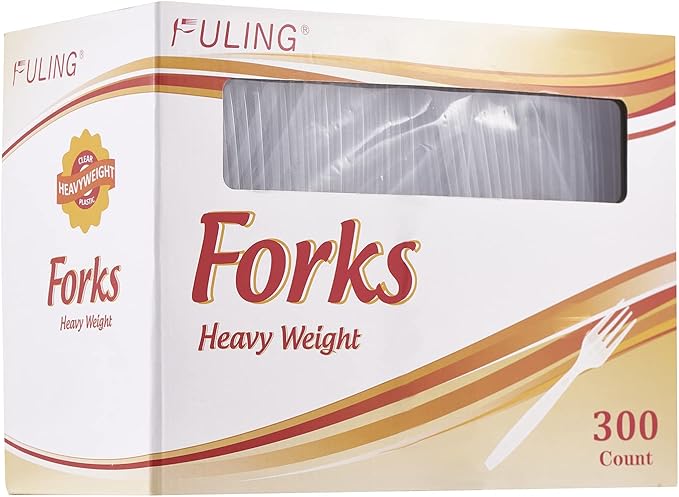 300 Crystal Clear Plastic Forks Heavy Duty Silverware Set Disposable Cutlery Fancy Serving Utensils Elegant Flatware Bulk Premium Tableware Sturdy Plasticware Party Dinner Holiday Serving Supplies