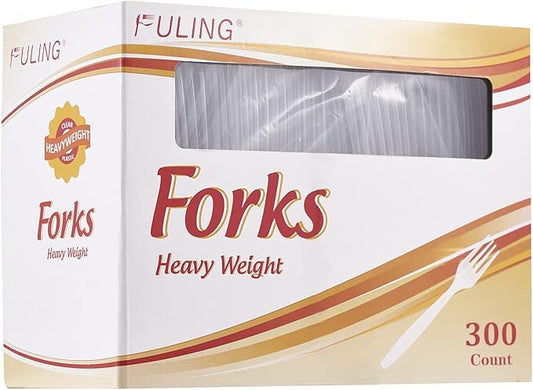 300 Crystal Clear Plastic Forks Heavy Duty Silverware Set Disposable Cutlery Fancy Serving Utensils Elegant Flatware Bulk Premium Tableware Sturdy Plasticware Party Dinner Holiday Serving Supplies