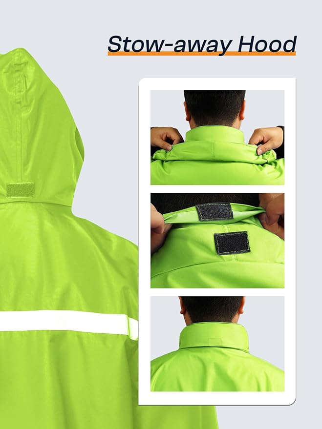 Men's Rain Suit High Visibility Reflective Work Rain Jacket Pants for All Sport Farm Fishing Motorcycle