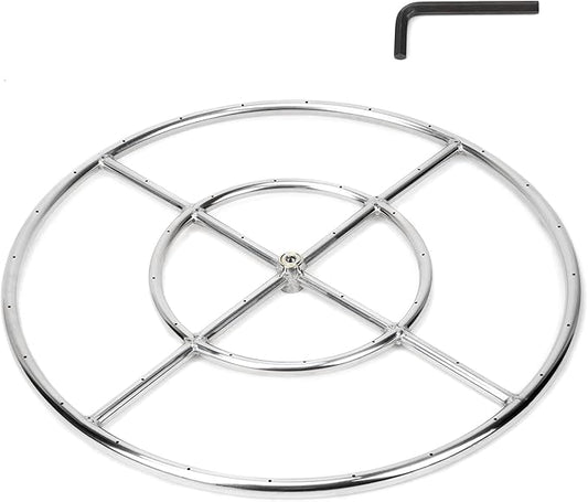 Stanbroil 24 Inch Round Fire Pit Burner Ring for Natural Gas & Propane Fire Pit Fireplace - 304 Stainless Steel Fire Pit Burner for Indoor & Outdoor, BTU 296,000 Max