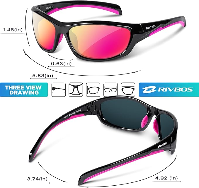 RIVBOS Polarized Sunglasses UV400 Protection for Men's and Women's Fishing, Cycling, and Outdoor Activities RB832