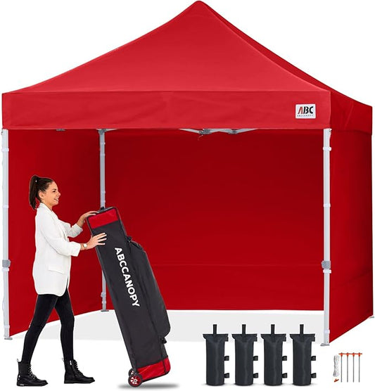 ABCCANOPY Easy Pop Up Canopy Tent with Sidewalls 10x10 Commercial -Series, Red