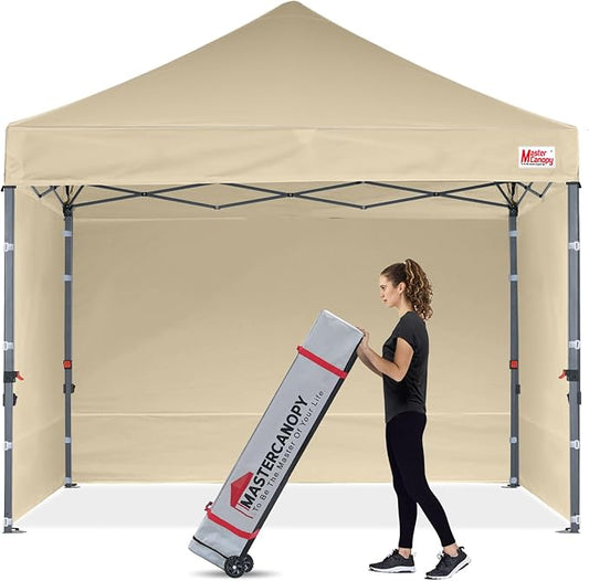 MASTERCANOPY Heavy Duty Pop-up Canopy Tent with Sidewalls (10x10,Beige)
