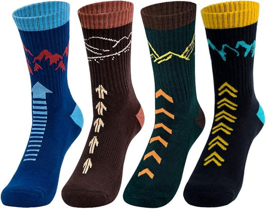 Time May Tell Mens Hiking Socks Moisture Wicking Cushion Crew Socks for Terkking,Outdoor Sports,Performance 2/4 Pack