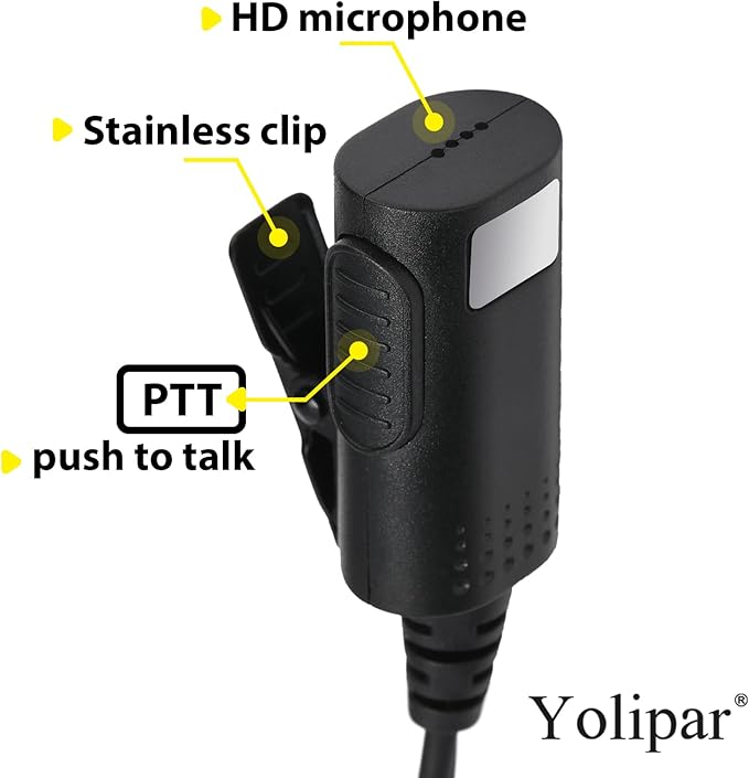 Earpiece Surveillance Kit Compatible with BaoFeng, BTECH, Kenwood Walkie Talkie with PTT Mic Headset Accessories (Acoustic Tube)