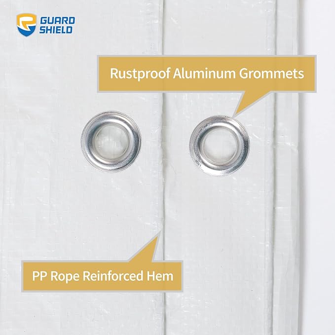 GUARD SHIELD White Tarp 16x20 Feet Medium Duty All Purpose Poly Tarps Cover 7mil