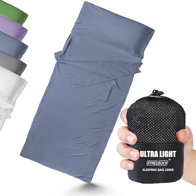 Frelaxy Ultralight Sleeping Bag Liner - Lighter & Compact, 3 Sizes Travel Sheets & Adult Sleep Sack, Comfy Breathable & Cooling & Silky Soft, Quick-Drying, for Backpacking, Hotel, Camping, Hostels