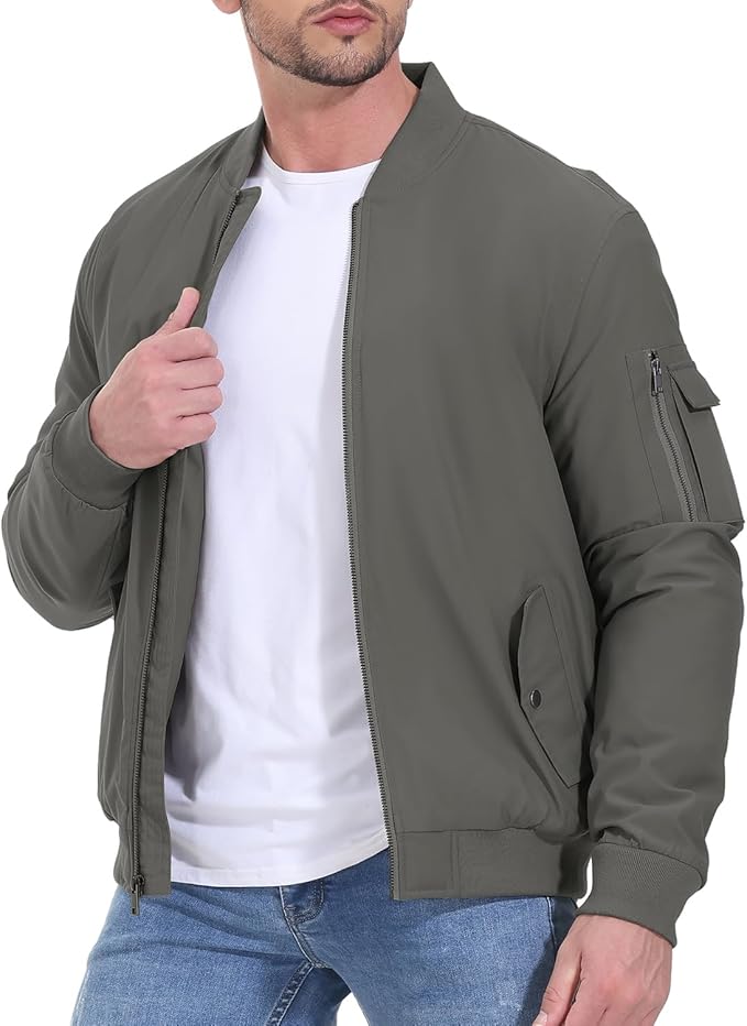 Gopune Men's Windproof Bomber Jacket Warm Water Resistant Windbreaker Winter Outwear Quilted Jackets Coats