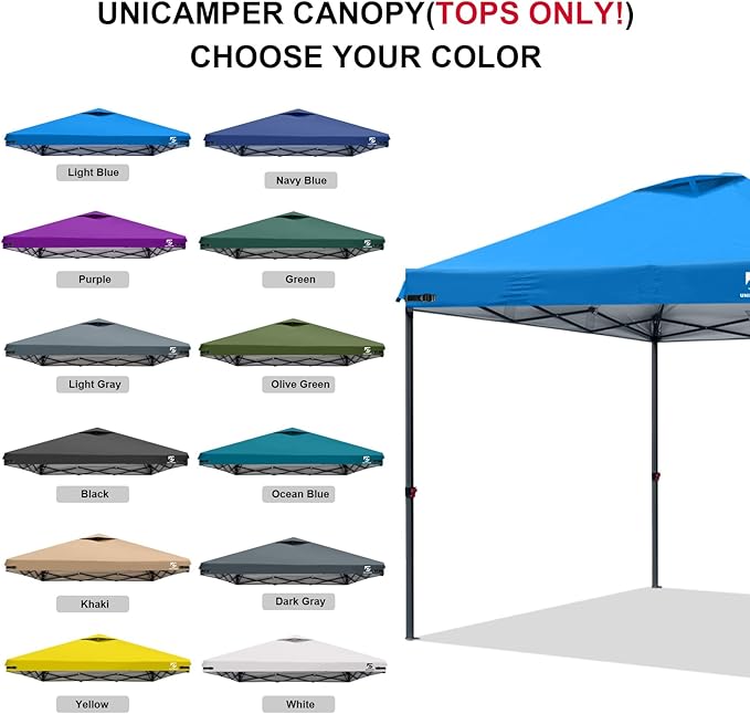 10x10 Pop Up Canopy Replacement Top Cover with Air Vent for Straight Leg Canopy Tent, Waterproof for Outdoor Garden Patio Camping Sun Shade(Top Only) (Light Blue, 1)