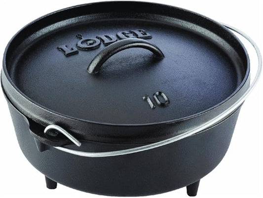 Lodge L10CO3 Cast Iron Camp Dutch Oven, 4-Quart