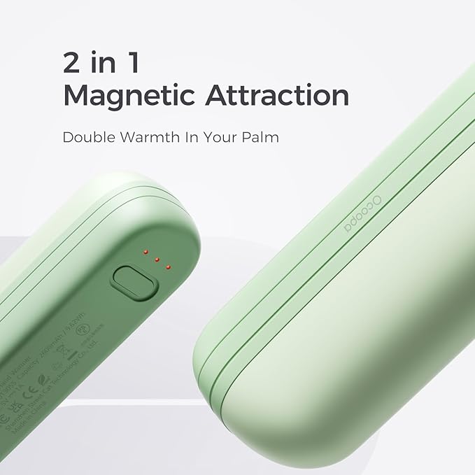 OCOOPA 2 in 1 Magnetic Rechargeable Hand Warmers, UT2s Mini Electric Handwarmers 2 Pack, Split USB-C, Reusable Portable Pocket Heater, Raynauds, Golf, Christmas, Tech Gifts for Women Men