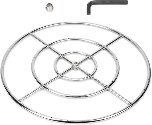Stanbroil 30 Inch Round Fire Pit Burner Ring for Natural Gas & Propane Fire Pit Fireplace - 304 Stainless Steel Fire Pit Burner for Indoor & Outdoor, BTU 435,000 Max
