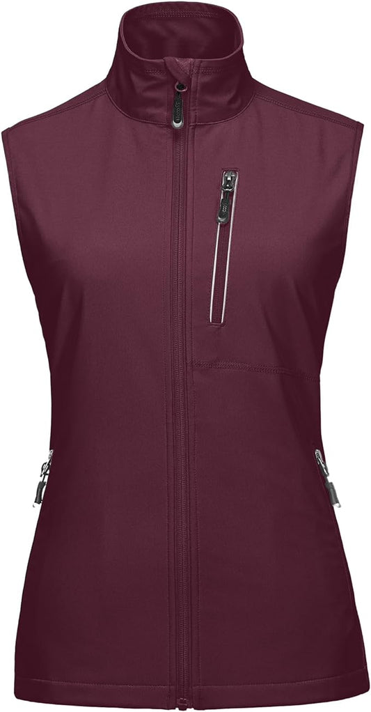 33,000ft Women's Lightweight Running Vest Outerwear with Pockets, Windproof Sleeveless Jacket for Golf Hiking Travel