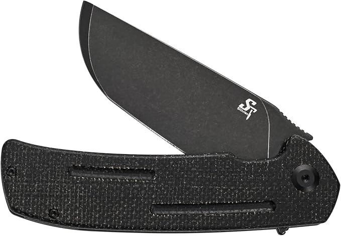 Sitivien ST133 Folding Knife,D2 Blade,Micarta Handle EDC Tool Knife for Outdoor Camping Hiking(Black)