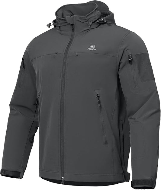 Men’s Tactical Jacket Lightweight Hooded Windbreaker Water Resistant Stretch Breathable 9 Pockets Outdoor Work Coat