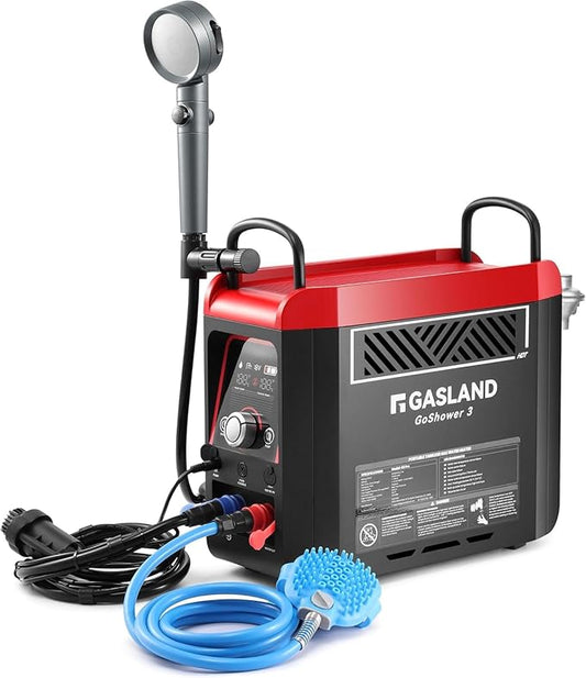 GASLAND Portable Hot Water Heater & Shower Pump | 4000 mAh Lithium-ion Battery | 1.5 Hr Fast Charging | 1 lb Propane Shower Heater for Camping, Cabin, RV, Off Grid Living, G3 Max