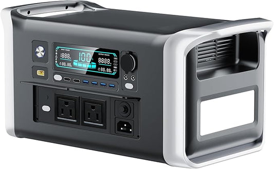 Portable Power Station 1600W - 1024Wh LiFePO4 Battery Solar Generator 1 Hr Fast Charge for Outdoor Camping RV Home Backup Power