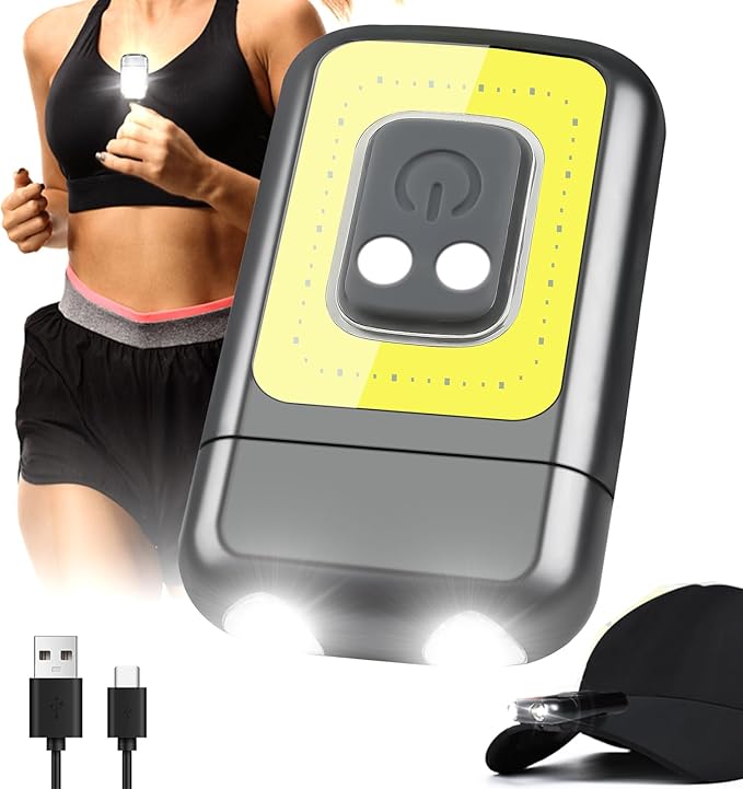 800Lumens Running Light, Rechargeable Headlamp Clip on Lights with Red/Green Lighting Night Vision, 5 Modes Lightweight LED Safety Light for Working Camping Hiking and Reading(1, Grey)