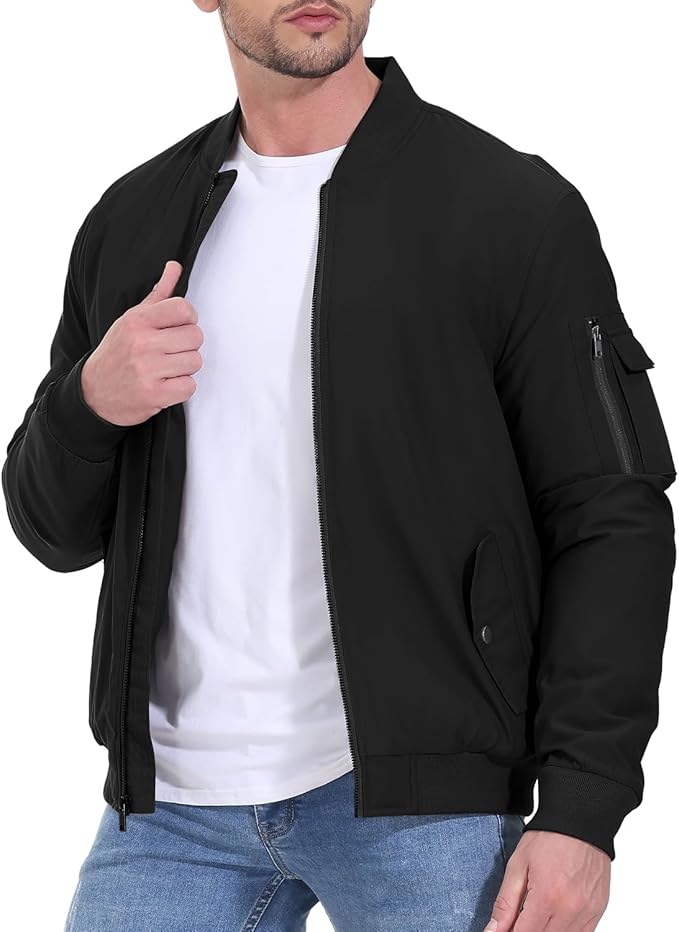 Gopune Men's Windproof Bomber Jacket Warm Water Resistant Windbreaker Winter Outwear Quilted Jackets Coats
