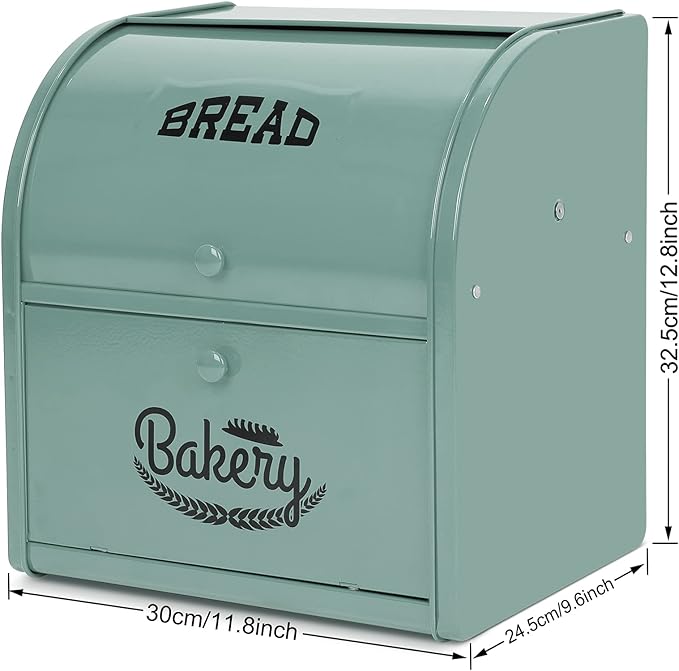 Bread Box, Metal Bread Box For Kitchen Countertop, Bread Storage Container Holds 2 Loaves Of Bread, High Capacity Breadbox, Bread Holder Suit Farmhouse Kitchen Decor For Counter