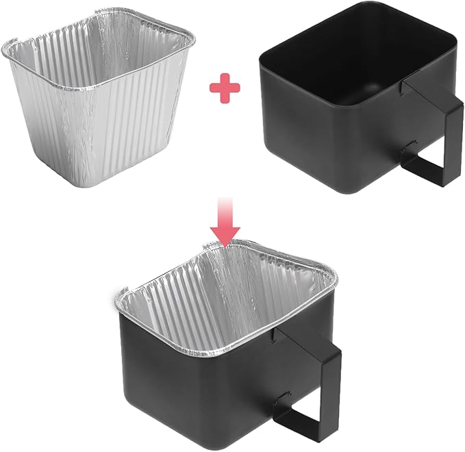Grill Grease Cup Catcher with 10-Pack Aluminum Drip Pans Liners for Pit Boss 2/3/4 Burner Gas Griddles, Drip Tary & Disposable Liners Fit for Blue Rhino Razor GGC1643M GGC1643L GGC2241L Grill