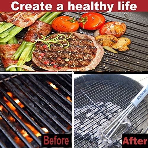 BBQ Grill Brush Stainless Steel 18" Barbecue Cleaning Brush w/Wire Bristles & Soft Comfortable Handle - Perfect Cleaner & Scraper for Grill Cooking Grates