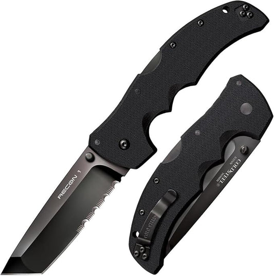 Cold Steel Recon 1 4" S35VN Razor-Sharp Blade 5.375" G-10 Handle Tactical Folding Knife w/Tri-Ad Lock, Ambidextrous Pocket/Belt Clip