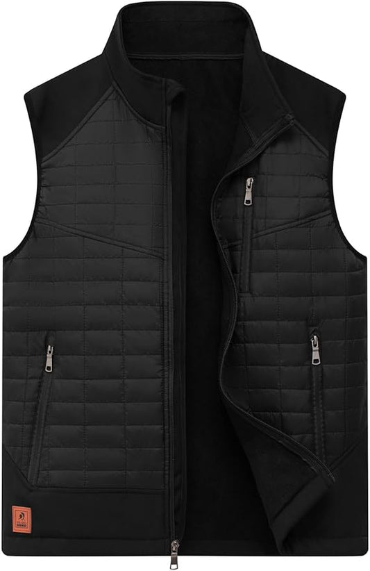 Vcansion Men's Lightweight Fleece Lined Puffer Vest Softshell Outerwear Sleeveless Jacket for Hiking Travel Golf