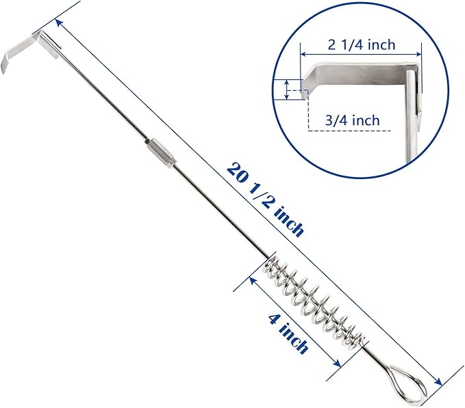 FIRELOOP 20" Stainless Steel Ash Tool Poker for Big Green Egg,Kamado Joe,and Charcoal Grills Durable 304 Stainless Steel,Detachable Handle,Fits Small Large Medium Big Green Egg (20 inches)