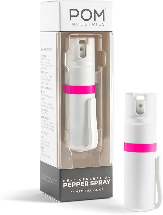 POM Pepper Spray Pocket Clip, Quick Flip Top Safety, Maximum Strength OC Formula with UV Marking Dye, Safe Compact and Tactical Design for Everyday Carry, 25 Bursts, 10 ft Range, 0.5 fl oz